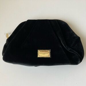 Dolce & Gabbana Black Velvet Zipper Cosmetic Bag Pouch New